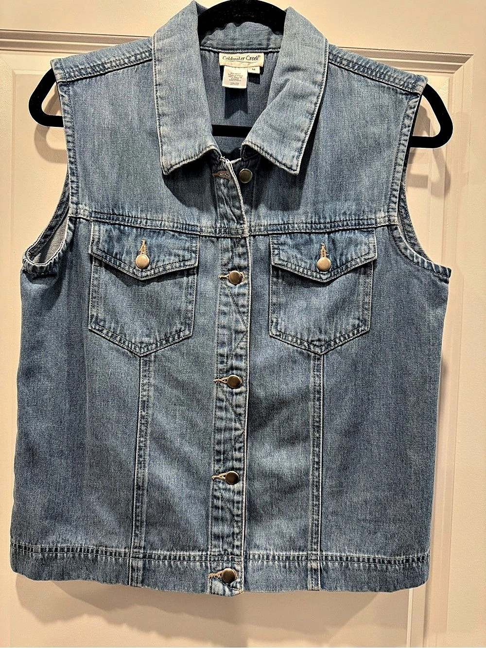 Coldwater Creek Denim Vest in Blue Size Medium L